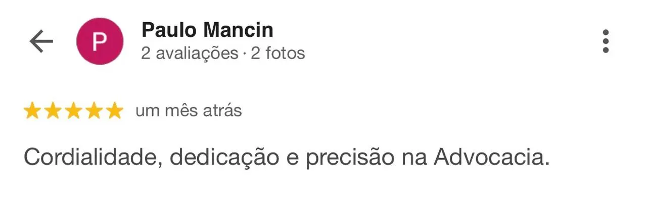 Avaliação de cliente sobre o atendimento da Dra. Rute Rocha