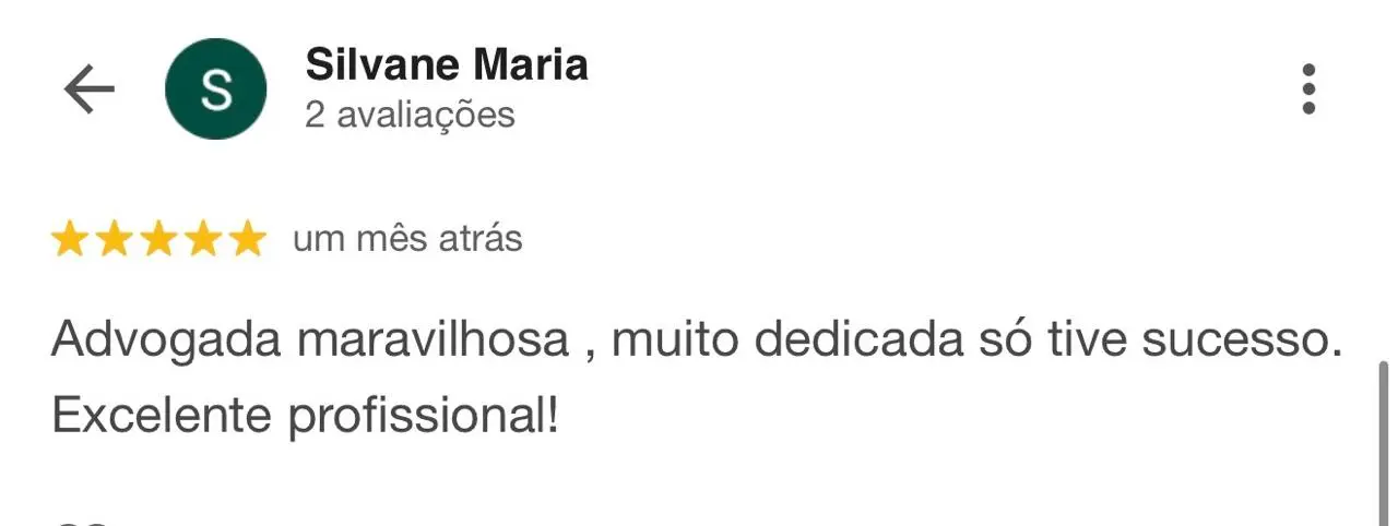 Avaliação de cliente sobre o atendimento da Dra. Rute Rocha